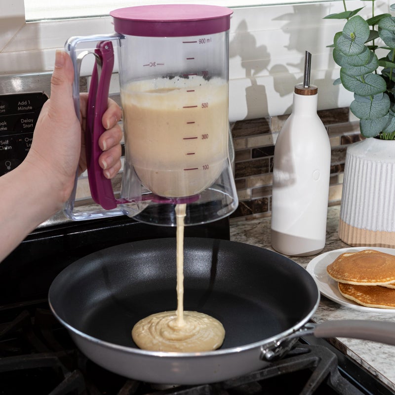 Chef Buddy Pancake Batter Dispenser - Batter Dispenser with Squeeze Handle for Waffles, Muffins, and Crepes - Kitchen Gadgets for Baking (Purple) - Image 4